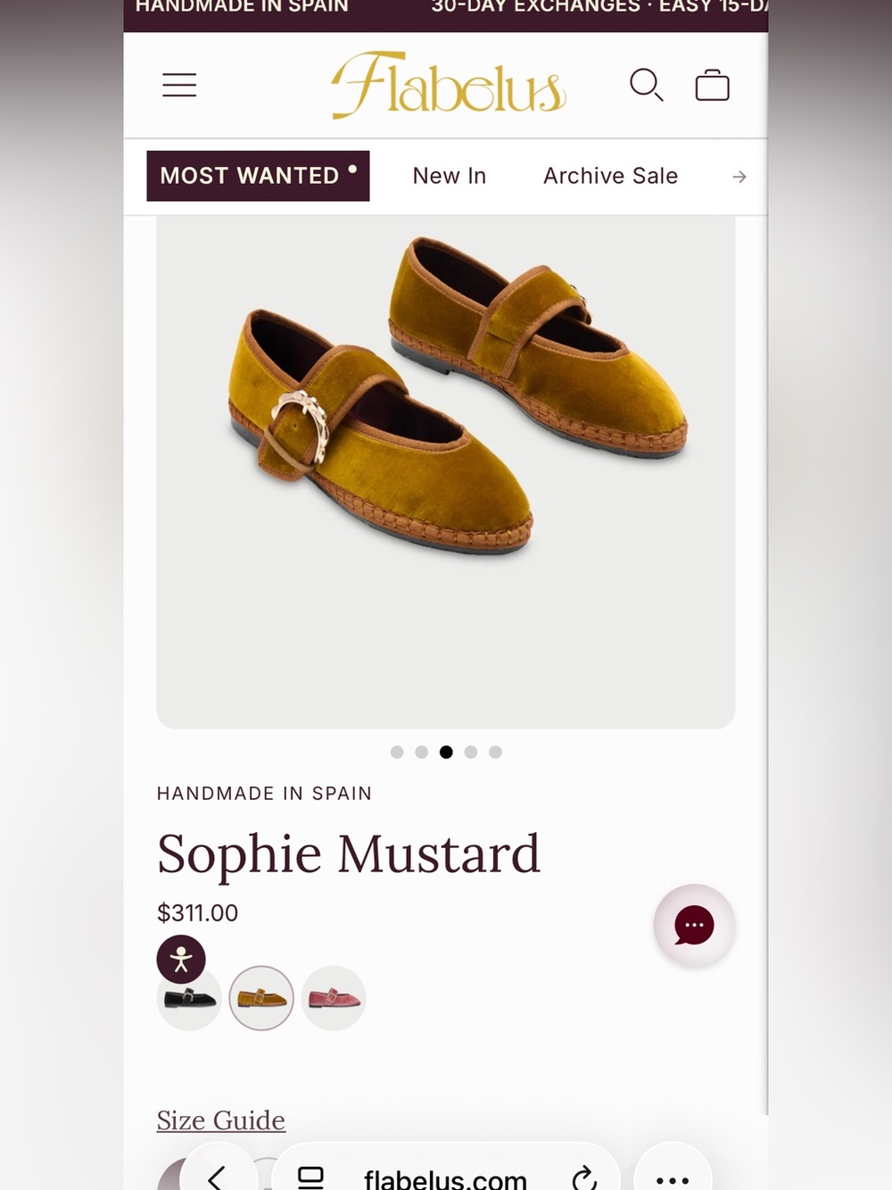 Flabelus Sophie Suede Mary Jane Flats in Mustard with Buckle 39 EU - Picture 4 of 10
